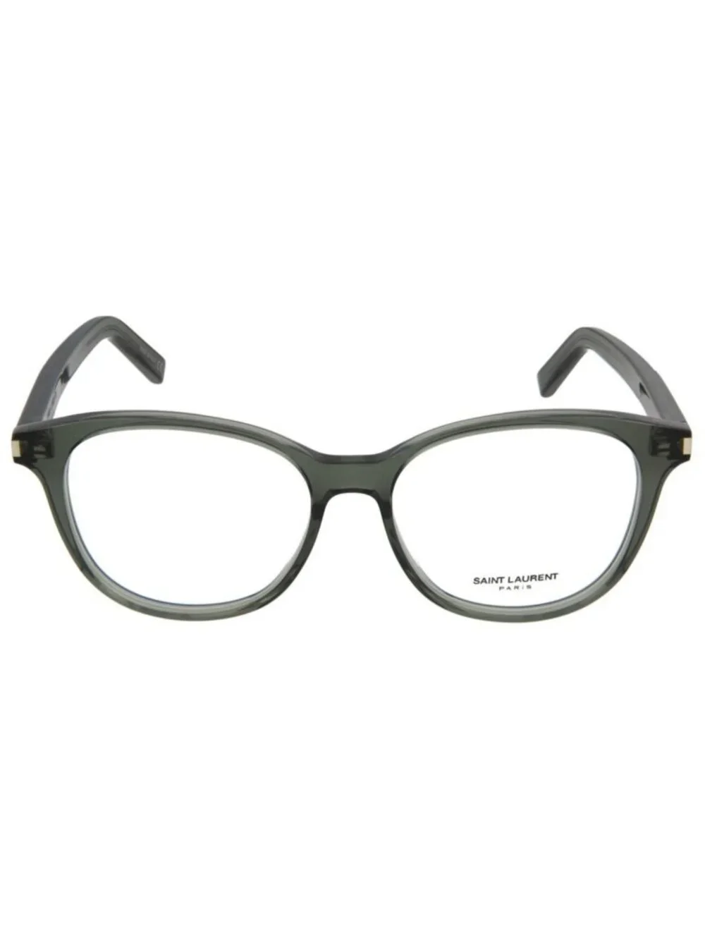 New Saint Laurent Women's Eyeglasses Unisex Round Oval Shiny Dark Olive